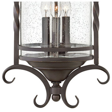 Hinkley Casa Large Hanging Lantern, Olde Black With Clear Seedy Glass