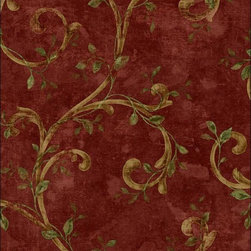 Susan Leaf Scroll Wallpaper - Wall Decor