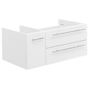 Lucera 36" White Wall Hung Undermount Sink Bathroom Cabinet, Left Version