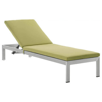 Outdoor Chaise Lounge, Anodized Aluminum Frame & Padded Cushioned Seat, Peridot