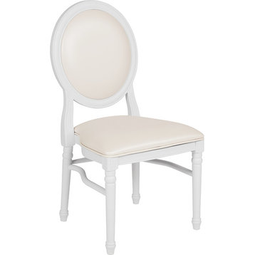 900 lb. Capacity King Louis Chair with White Vinyl Back and Seat and White Frame