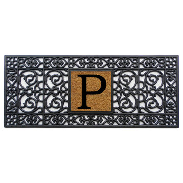 Rubber Monogram Doormat 17"x41", Letter P