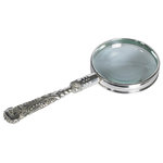 Authentic Models - Rococo Magnifier, Silver - For proverbial fine print and thumbnail-sized road maps. Classic accessory for any coffee table or end table. Silver-plated magnifying glass.