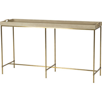 Lexi Tray Console Table Ivory, Satin Brass