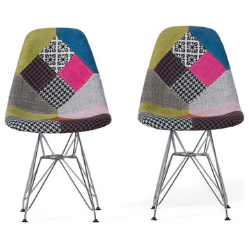 GDF Studio Cassius Multi-Color Patchwork Fabric Chairs, Set of 2