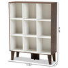 Senja Modern Two-Tone White and Walnut Brown Finished Wood 9-Shelf Bookcase