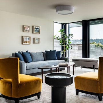 Lake Washington Waterfront Living Room by Hyde Evans Design