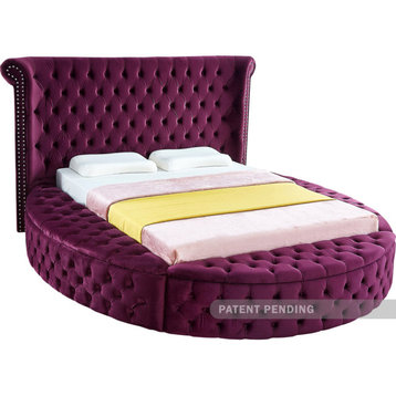 Luxus Velvet Upholstered Bed, Purple, King