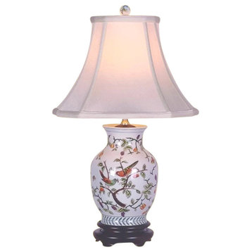 Chinese Porcelain Bird On Floral Twig Motif Vase Table Lamp 20.5"