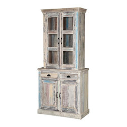 Palazzo White White Rustic Solid Wood Dining China Cabinet - China Cabinets And Hutches