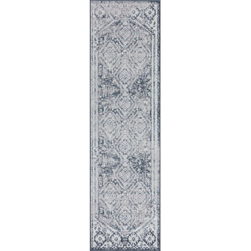 Mikaela Traditional Oriental Blue Scatter Mat Rug, 2' x 3'