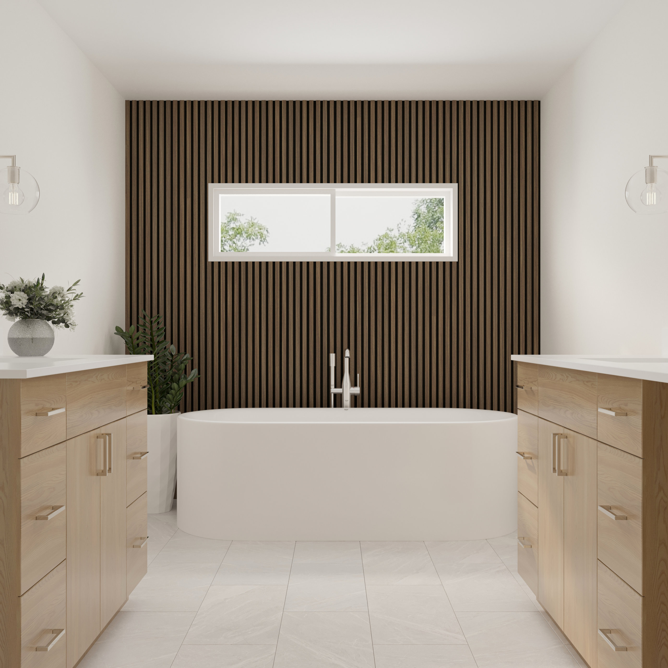 Acoustic Wood Wall Panels, Set of 2, Oak