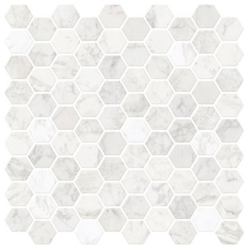 InHome  Hexagon Marble Peel & Stick Backsplash Tiles - White