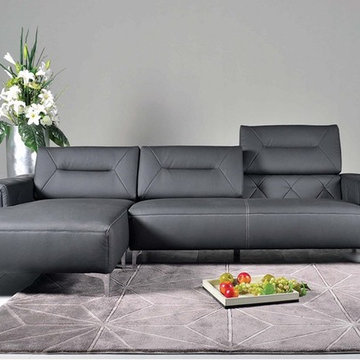 Black Leather 5137 Sectional Sofa