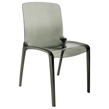 LeisureMod Murray Lucite Stackable Molded Dining Side Chair, Black