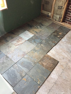 Slate Tile Layout And Color Questions I Do Believe That The Carpenter Did Hack Job On Our Stairs Found Employment At Emser Cutting And Packaging Slate By Looks Of It