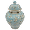 Floral Chinoiserie Jar 12", Light Blue