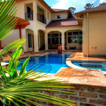 Rectangular Pool 3 - disappearing fountain and pergola