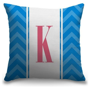 "Letter K - Vertical Stripes" Pillow 18"x18"