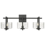 Innovations Lighting - Innovations 312-3W-BK-CL 3-Light Bath Vanity Light, Black - Innovations 312-3W-BK-CL 3-Light Bath Vanity Light Black. Style: Art Deco, Mission. Metal Finish: Black. Metal Finish (Canopy/Backplate): Black. Material: Cast Brass, Steel, Glass. Dimension(in): 9(H) x 24(W) x 5. 5(Ext). Bulb: (3)60W G9,Dimmable(Not Included). Maximum Wattage Per Socket: 60. Voltage: 120. Color Temperature (Kelvin): 2200. CRI: 99. Lumens: 450. Glass Shade Description: Clear Striate Glass. Glass or Metal Shade Color: Clear. Shade Material: Glass. Glass Type: Transparent. Shade Shape: Rectangular. Shade Dimension(in): 6(W) x 3. 375(H) x 4. 5(Depth). Backplate Dimension(in): 4. 5(H) x 4. 5(W) x 0. 75(Depth). ADA Compliant: No. California Proposition 65 Warning Required: Yes. UL and ETL Certification: Damp Location.