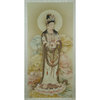 Chinese Hand Painted Lotus Kwan Yin Motif Scroll Painting HJZ190