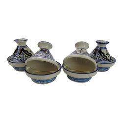 Le Souk Ceramique - Mini Stoneware Tagines, Set of 4, Tibarine Design - Specialty Cookware