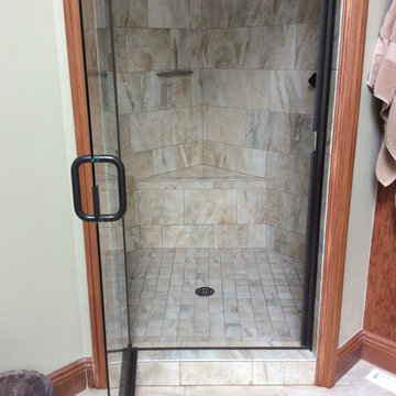 Master Bathroom with Custom Shower with Mosaic Glass Accents