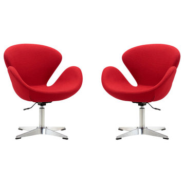 Manhattan Comfort Raspberry Wool Blend Adjustable Swivel Chair, Red, Set of 2