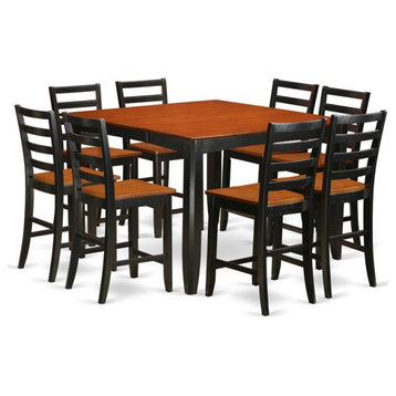 East West Furniture Fairwind 9-piece Wood Dining Set in Black & Cherry