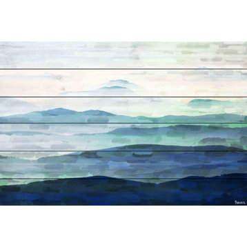 "Mountain Tops" UV Ink Print on White Wood, 45"x30"