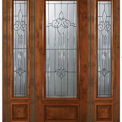 Pre-hung Side lights Door 96 Wood Alder Arlington 3/4 Lite Glass - Front Doors