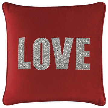 Sparkles Home Love Montaigne Pillow, Red Velvet, 16x16"