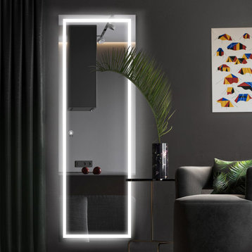 LED Vanity Wall Mounted Fitting Mirror, Vertical/Horizontal, 65x22", Inner Light, Induction