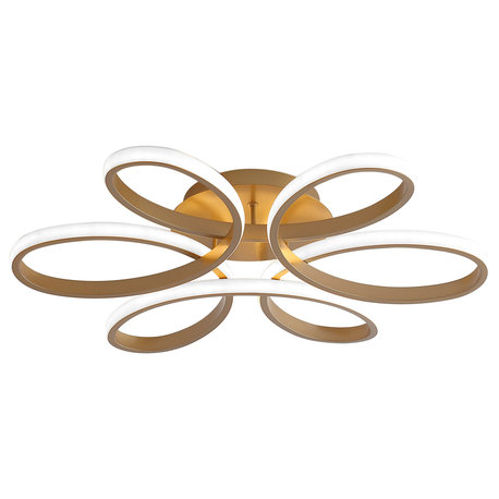 1-Light Modern Linear LED Flush Mount Light Ceiling Light, Gold
