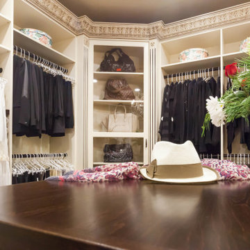 French Baroque White Stained Wood Walk In Closet