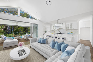 Design ideas for a coastal living room in Sunshine Coast.