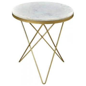 Moe's Home Collection Haley Contemporary Marble Side Table in White/Gold