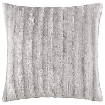 100% Polyester Brushed Solid Stripe Plaited Long Fur Square Pillow, MP30-3000