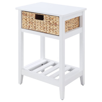 ACME Chinu Accent Table in White & Natural Finish