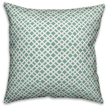 Teal Lattice Pattern Outdoor Throw Pillow, 20"x20"