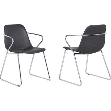 Colton Dining Chair (Set of 2) - Gray, Chrome