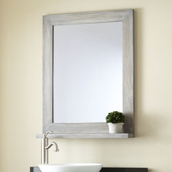 24" Liani Teak Vanity Mirror - Gray Wash - Bathroom Mirrors