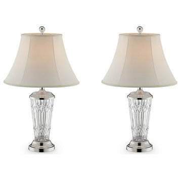 Benzara BM240443 Table Lamp With Semi Fluted Glass Base, Set of 2, Off White