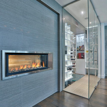 Contemporary Wine Cellar with Water Feature