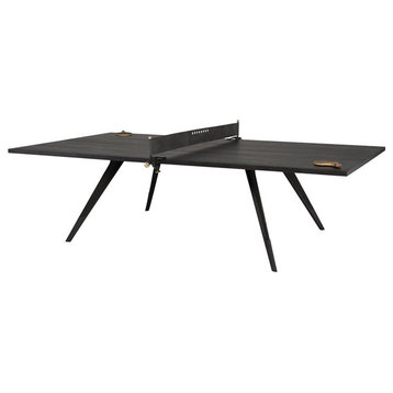District Eight Ping Pong Oak Wood & Metal Gaming Table in Matte Ebonized/Black