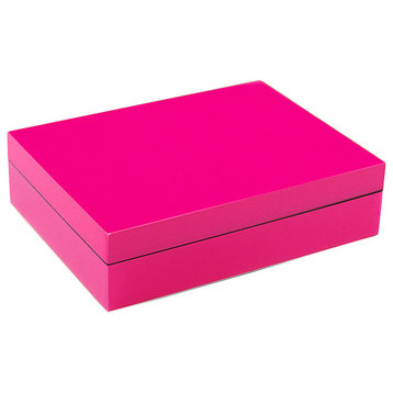 Lacquer Long Stationery Box Box, Hot Pink