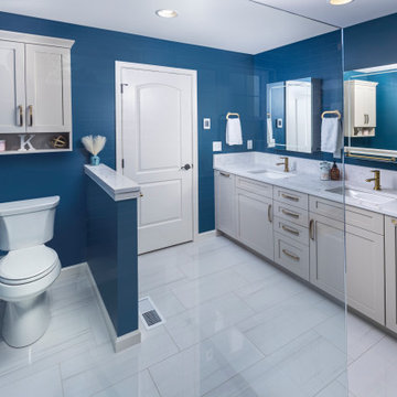 Open Toilet Area with Privacy Knee Wall & Custom Storage | Harrisburg, PA