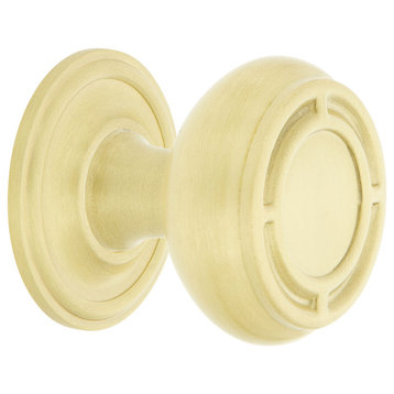 Mission Brass 1 3/8" Cabinet Knob With Classic Rose, Satin Brass