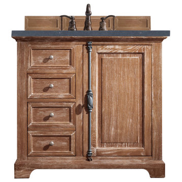 Providence 36" Single Vanity Cabinet, Driftwood, Charcoal Soapstone Quartz Top