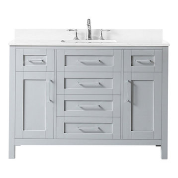 OVE Decors Tahoe 48" Dove Gray Vanity With Yves Cultured Marble Countertop